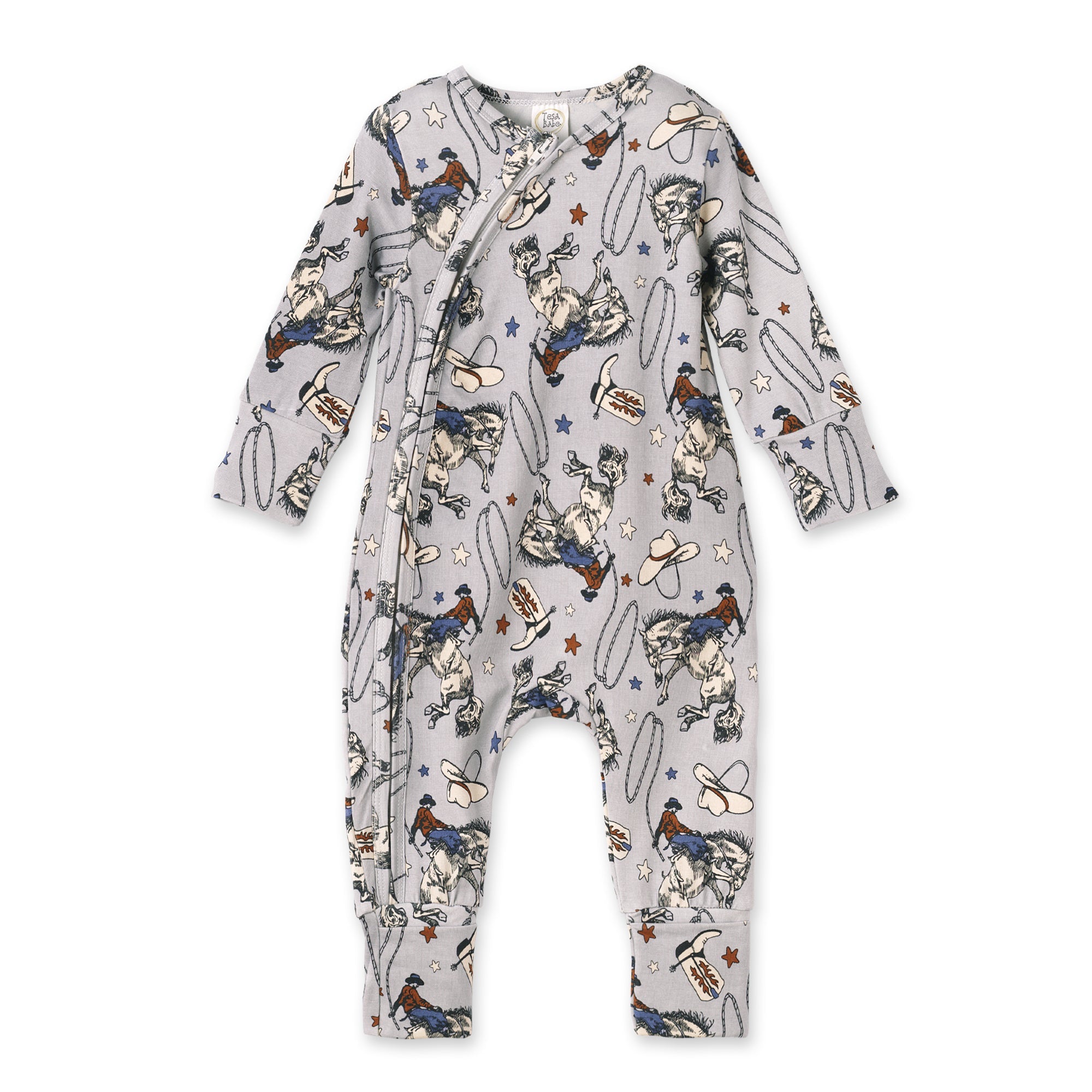 Western Cowboy Rodeo Zipper Baby Romper - Bamboo Convertible
