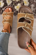 Azaria Buckle Faux Suede Slippers