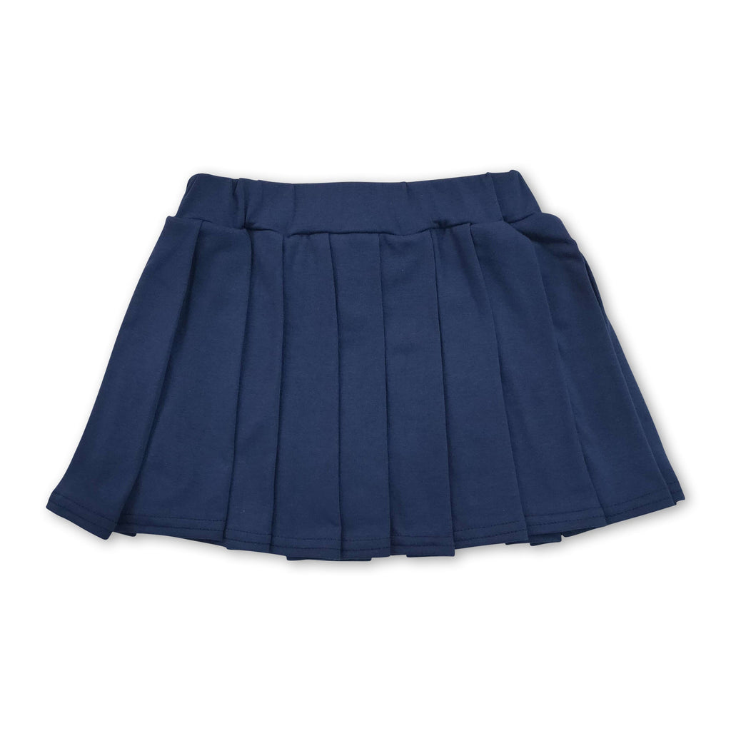Navy cotton kids girls summer pleated skirt