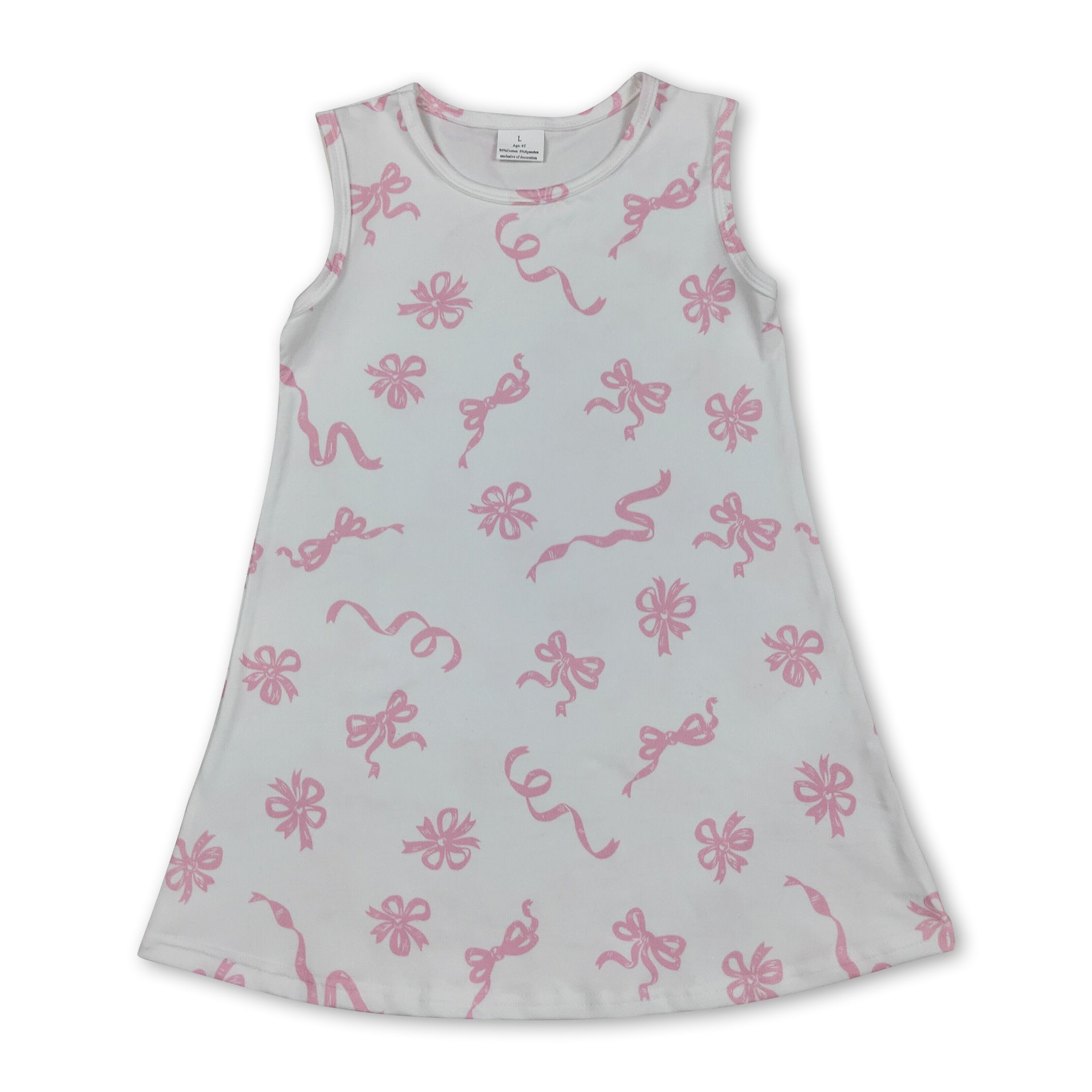 Sleeveless pink bow baby girls summer dresses