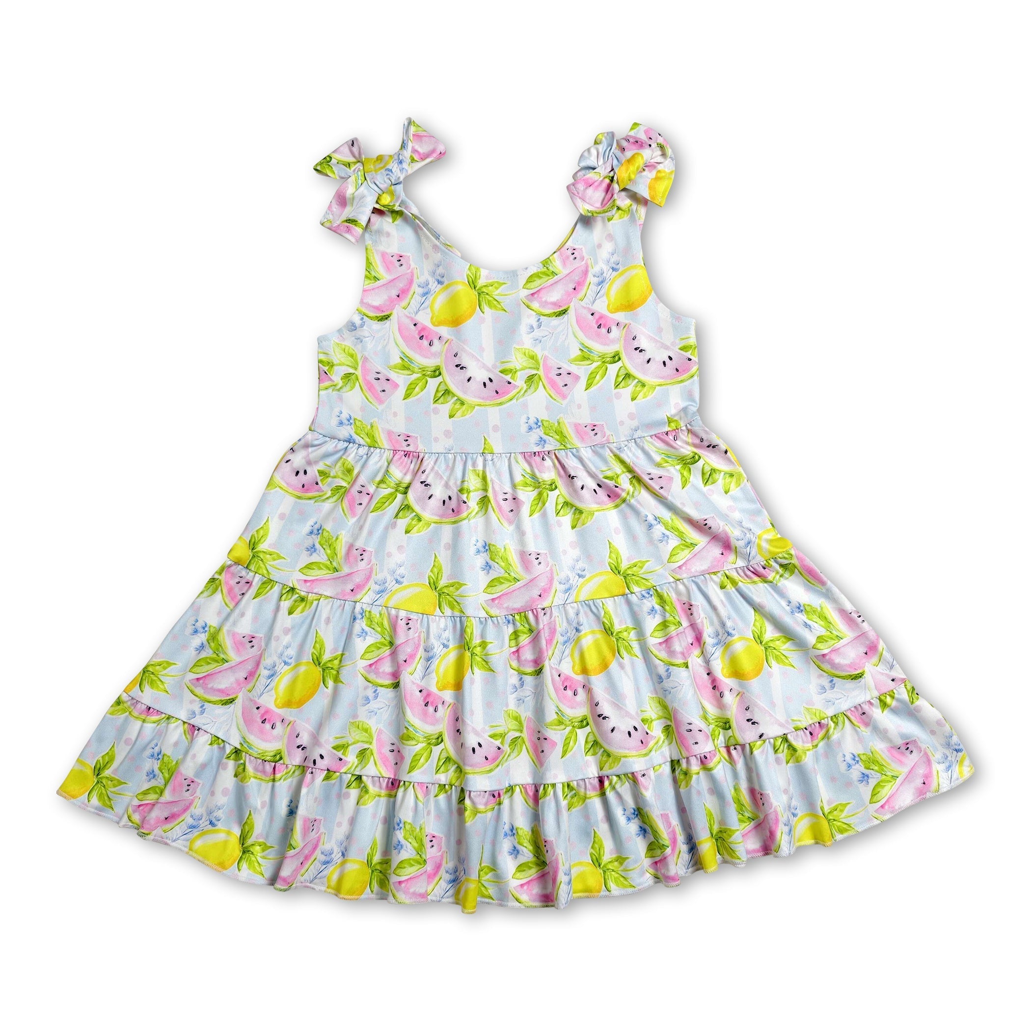 Sleeveless lemon watermelon kids girls summer dress