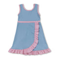 Sleeveless light blue pink ruffle girls athletic dress