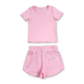 Short sleeves pink top shorts kids girls yoga active set