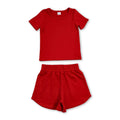 Short sleeves red top shorts kids girls yoga active set
