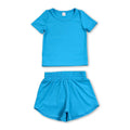 Short sleeves blue top shorts kids girls yoga active set