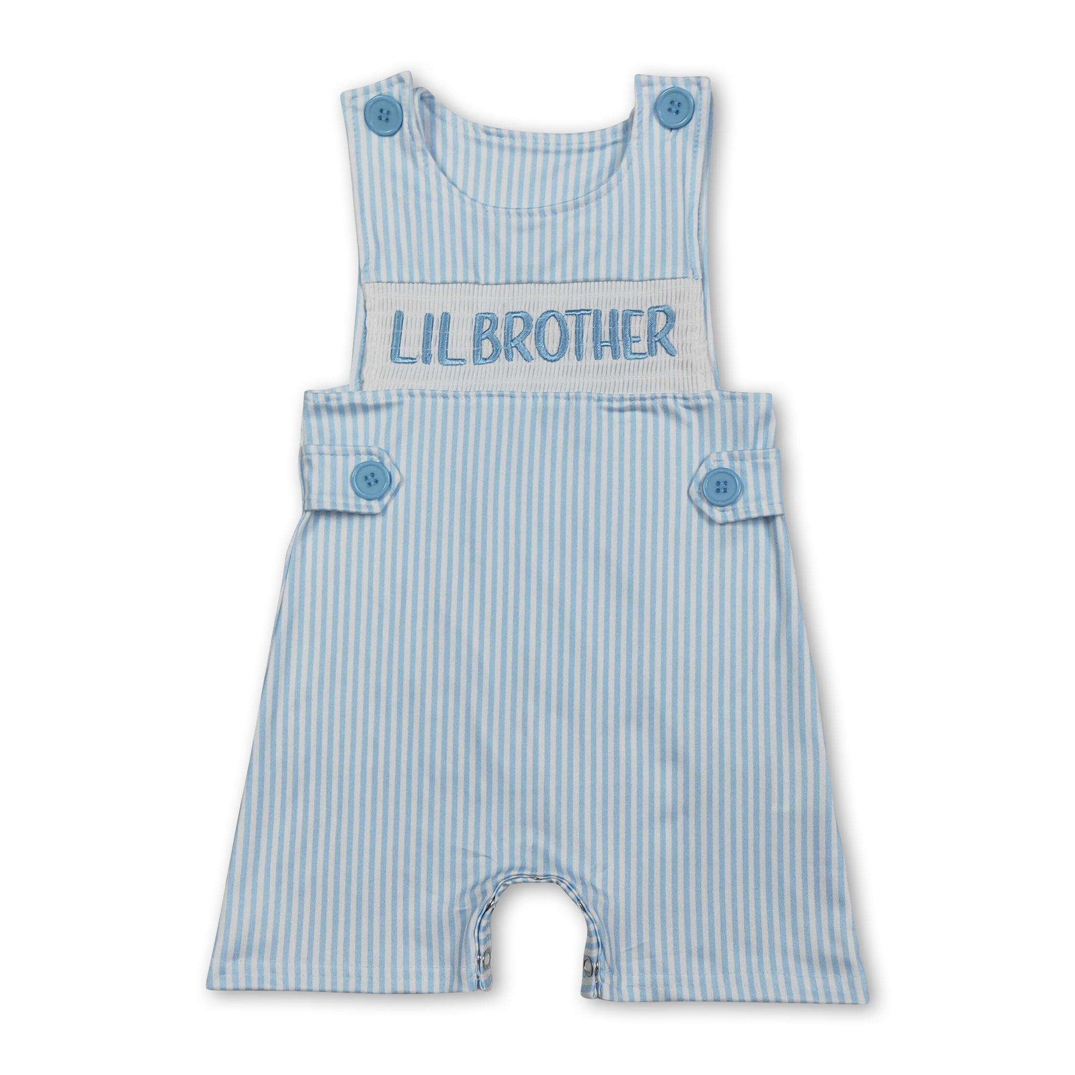 Sleeveless stripe lil brother baby boy romper