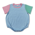 Pink mint short sleeves cotton baby boy summer romper