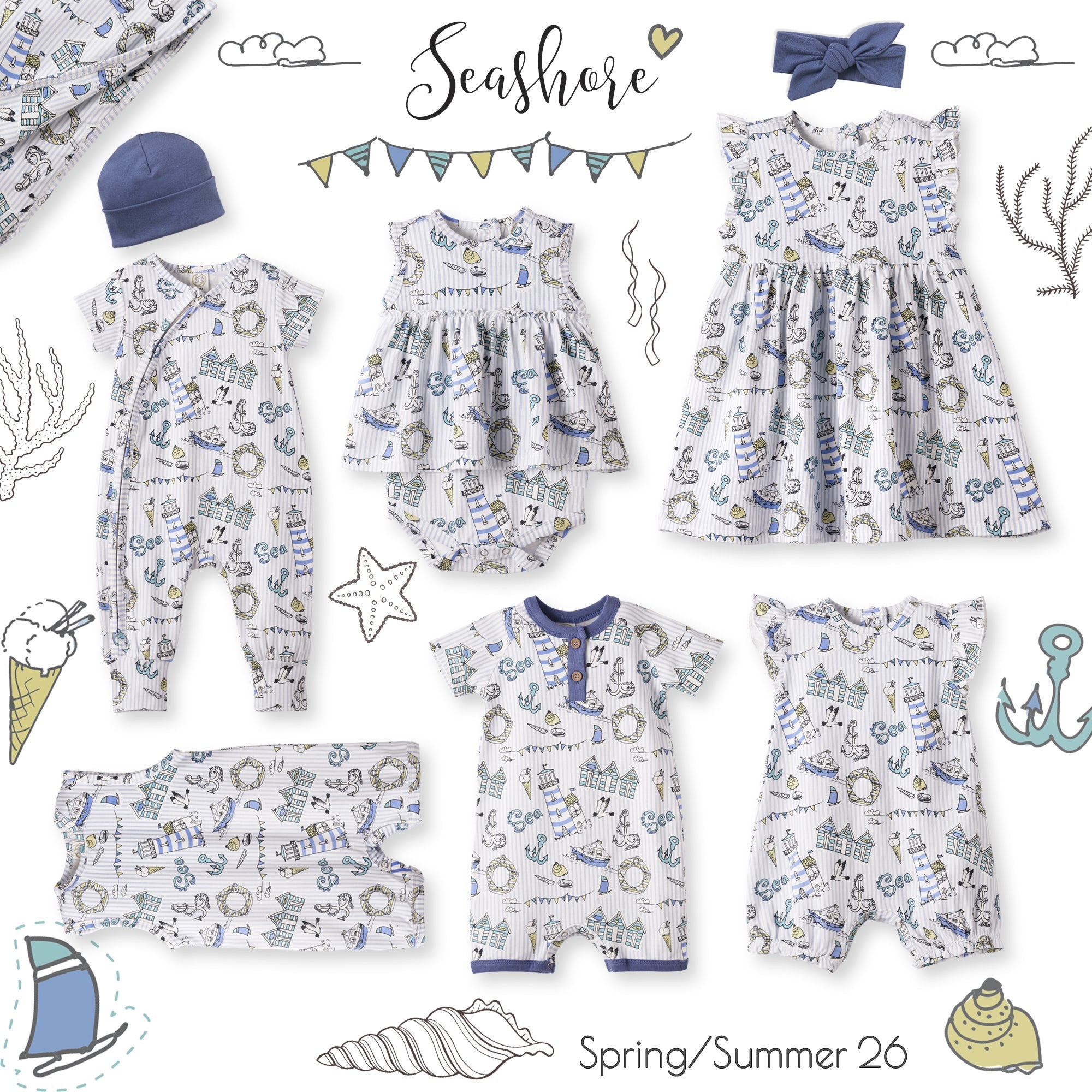 Seashore Shortall Romper – Bamboo Baby Neutral One Piece